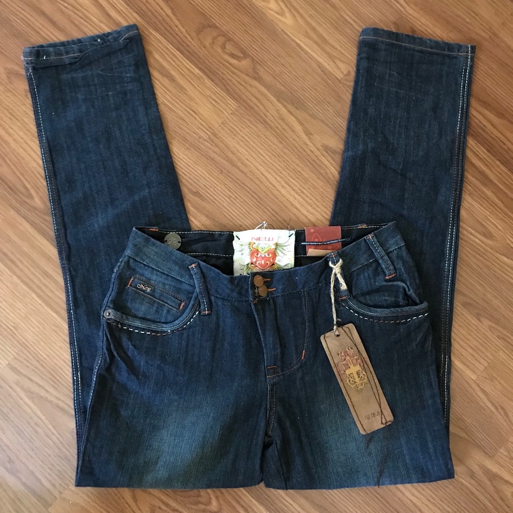 👑 NEW- NEW LONDON UNIQUE DARK JEANS SIZE 5